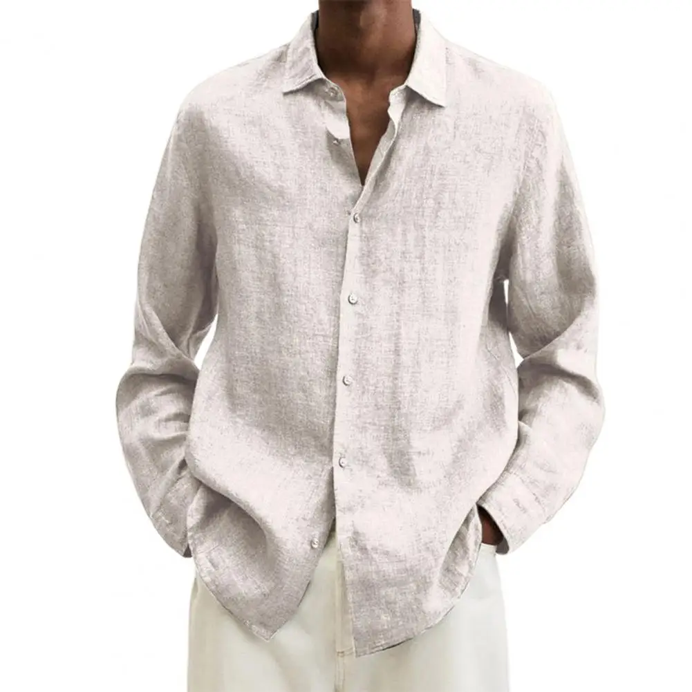 

Simple Shirt Turn-down Collar Quick Dry Skin-touch Men Shirt Tops Autumn Chemise