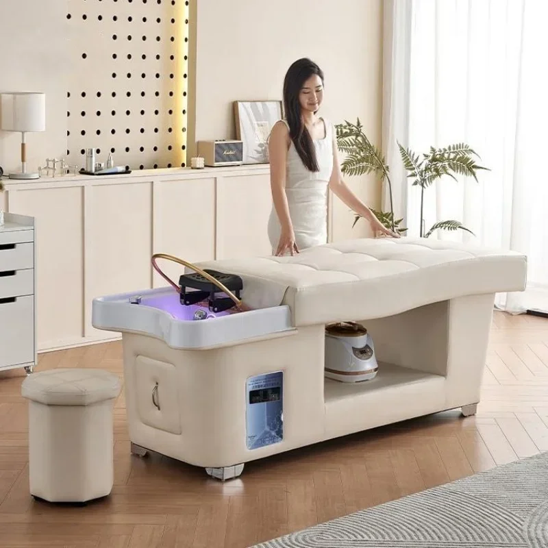Фото Массажный стол XinSheng с функцией SPA для головы и фумигации, кушетка для мытья волос, для салонов красоты, оздоровительных центров и коммерческого использования №2