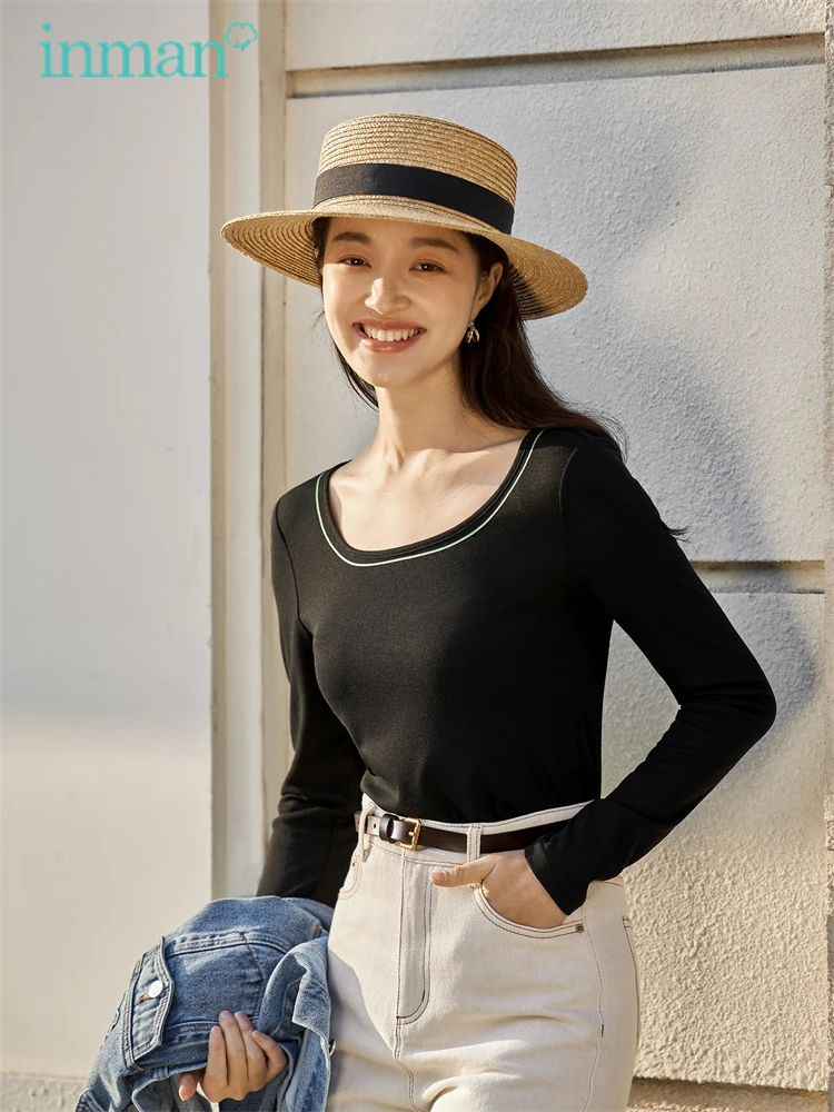INMAN весенне-осенний пуловер футболка женские топы минималистичные рубашки с