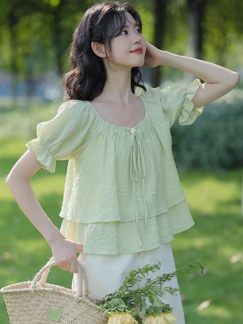 Женская шифоновая блузка с коротким рукавом свободная прозрачная цветочным