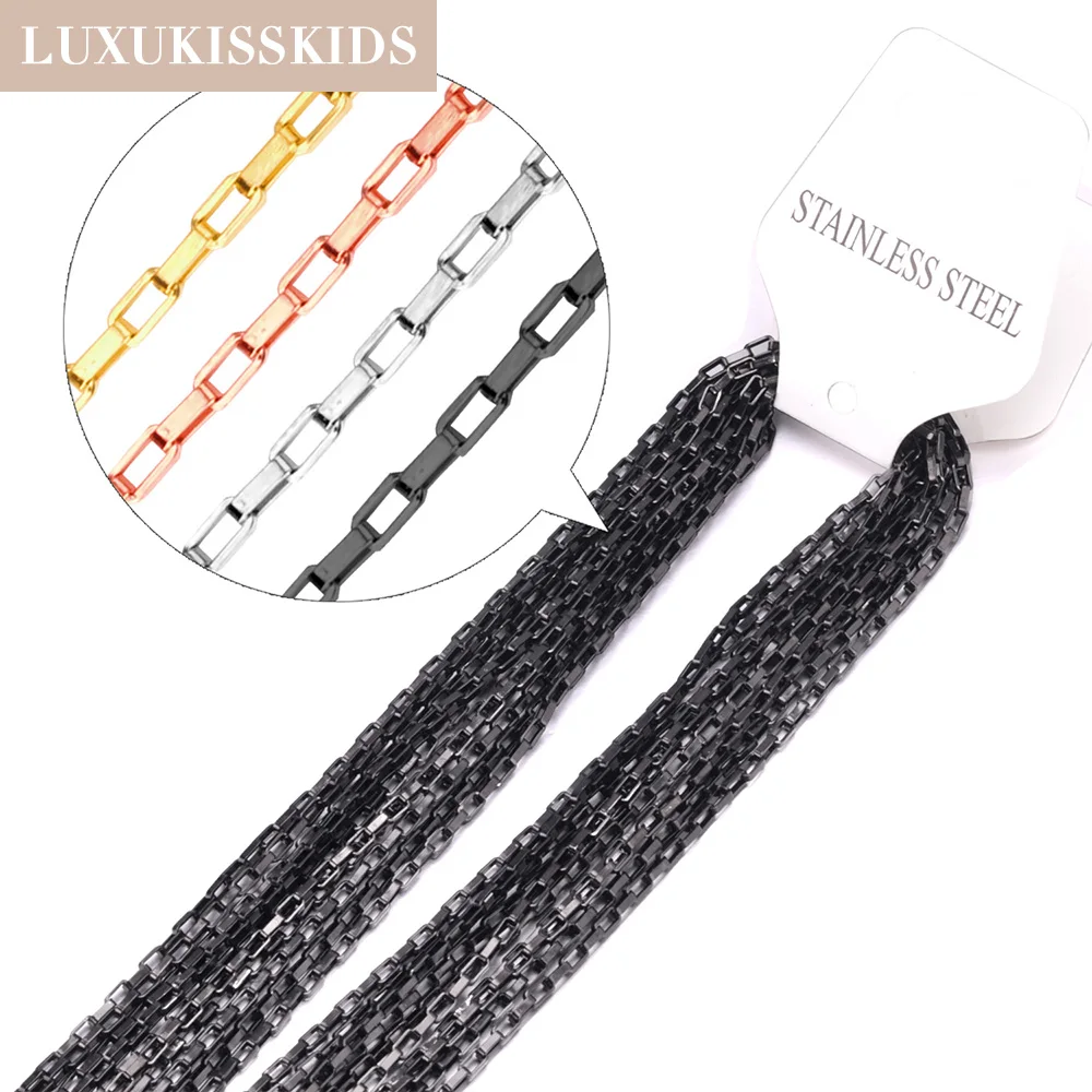 Фото Цепи из нержавеющей стали LUXUKISSKIDS, 10 шт./лот, 45-60 см, длина 2 мм, оптовая продажа, цепи для промышленной сварки, клетчатая цепь без выцветания 316L №2