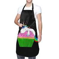 unicorn cupcake black 2 pocket personalized adult bib adjustable straps artist cooking bbq apron with polyester