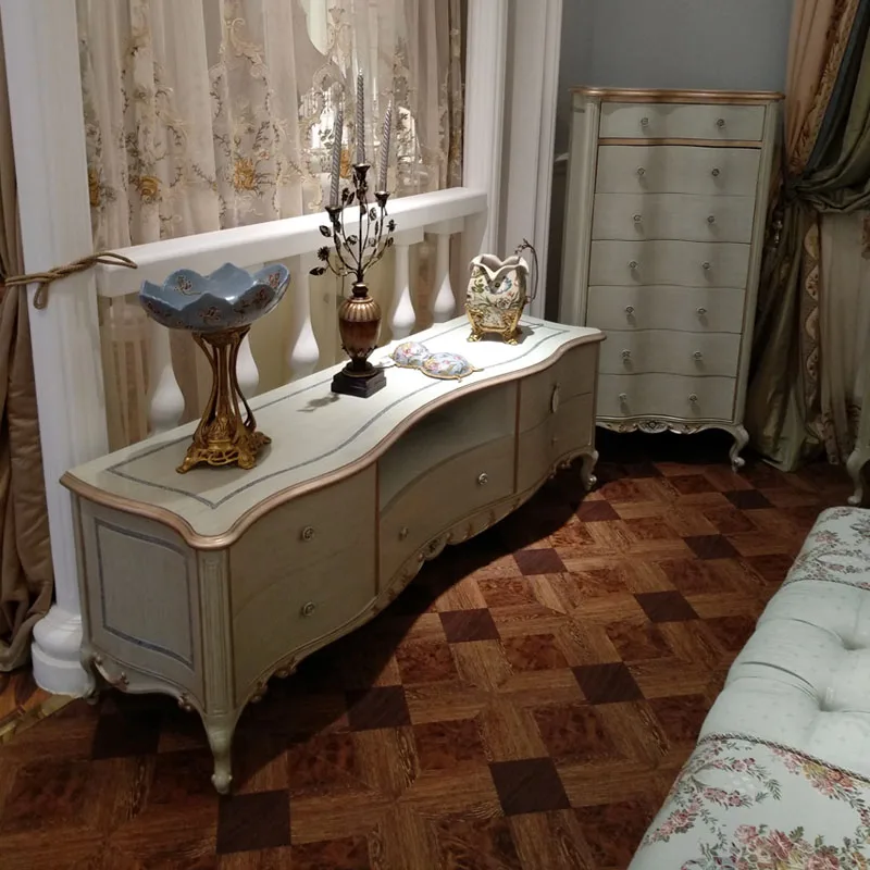 French exquisite solid wood silver foil light blue-gray 1.8-