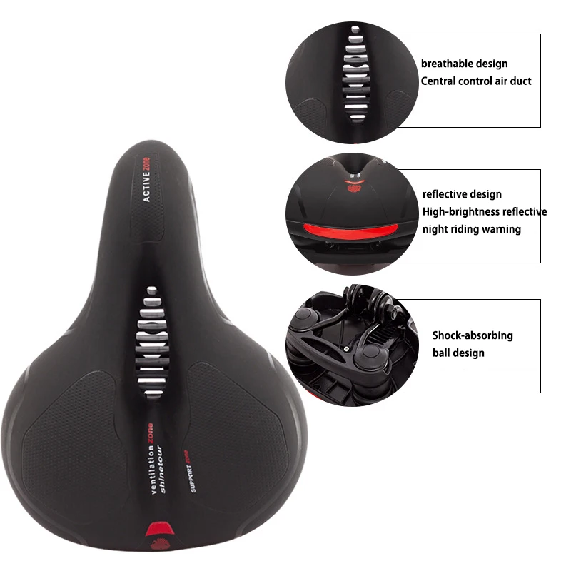 

Reflective Shock Absorbing Hollow Bike Saddle MTB Bicycle Seat Breathable Rainproof Cycling Road Mountain Cyxling Accessory