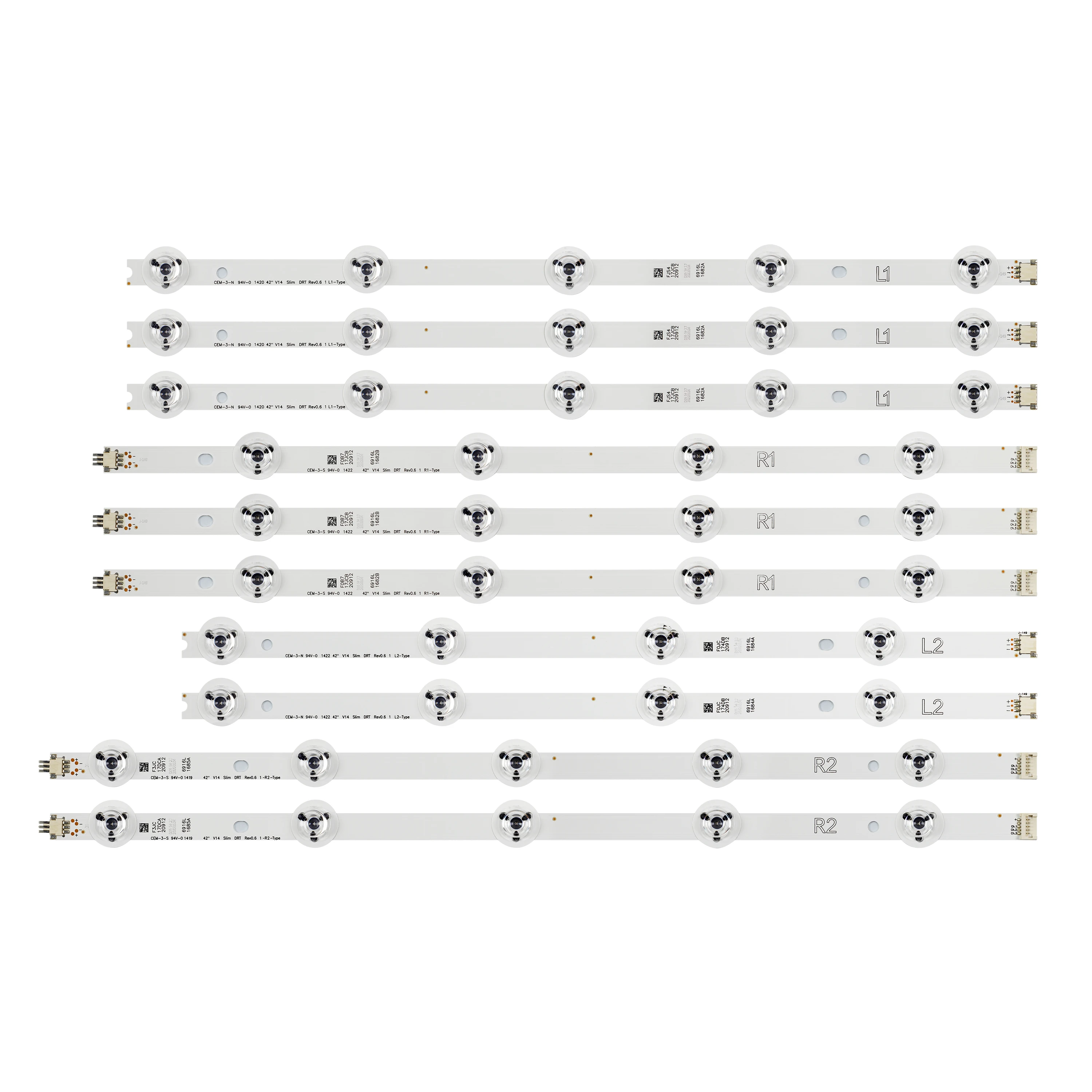 

10set LED Backlight strip For LG 42" V14 Slim DRT Rev0.6 6916L-1682A 1684A 1683B 1685B LC420DUH PG F1 42LY970H 42LB700V 42LB671V