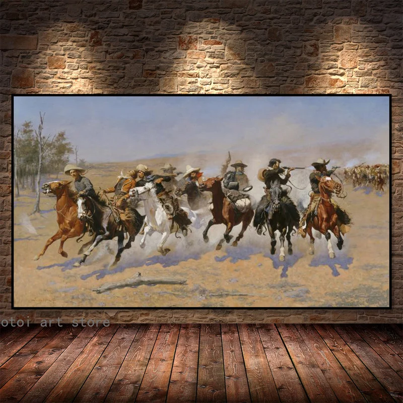 Фредерик Ремингтон картина A Dash для древесины индийский плакат Картина на холсте