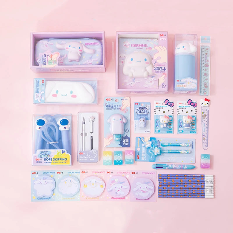 Najtaniej Sanrio Papeterii Zestaw Podarunkowy Cinnamoroll Moja Melodia Ołówki Gumka Notatnik Piórnik Dzieci Szkolne Prezent Na Boże Narodzenie