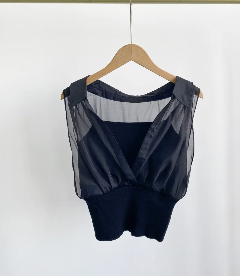 Женская Трикотажная майка Kuzuwata многослойная без рукавов с V-образным вырезом