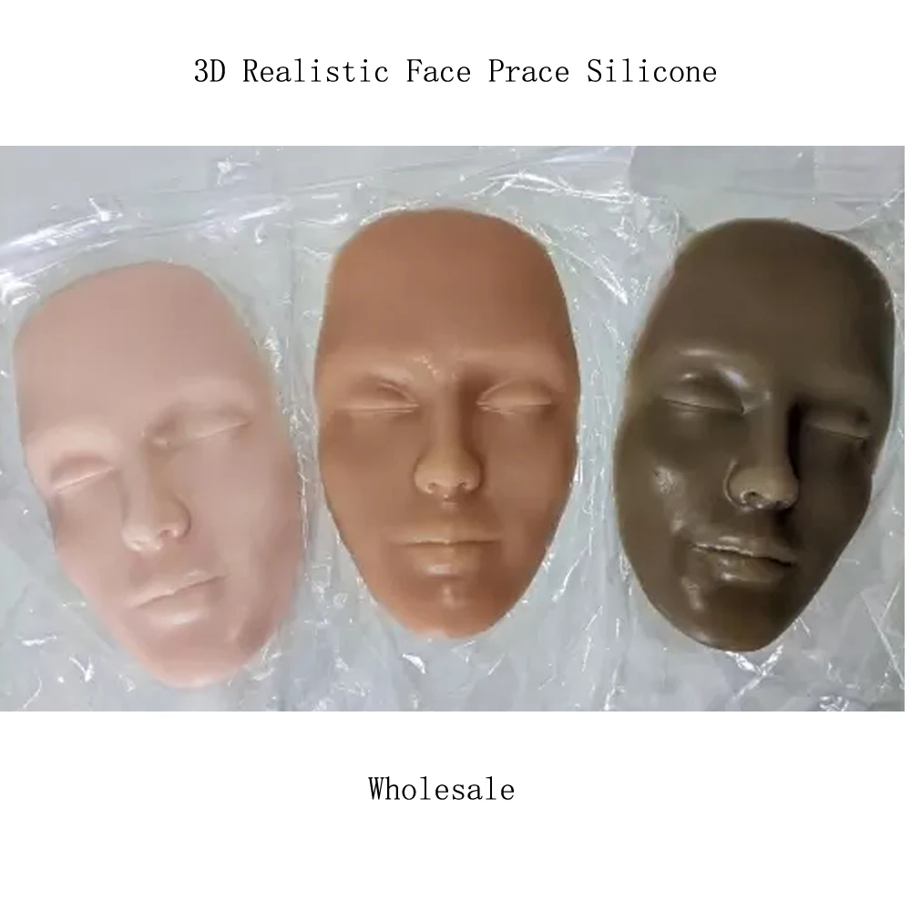 Wholesale 3D Realistic Full Face Best Practice Silicone Skin for Makeup Artist 3 Colors