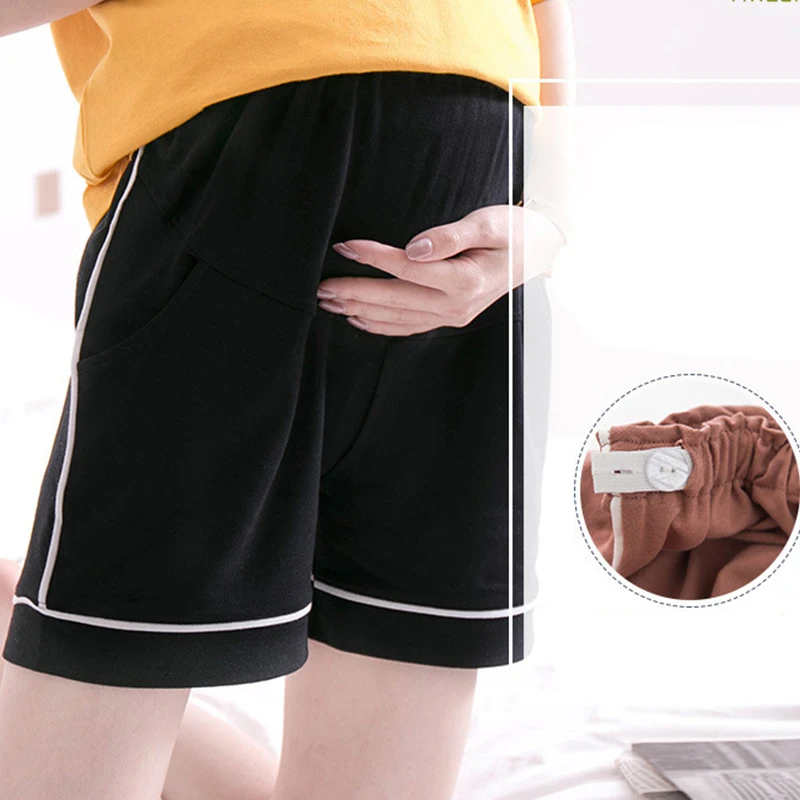 New Summer Pleated Maternity Shorts High Waist Belly Wide Leg Loose Shorts Clothes for Pregnant Women Pregnancy Sleep Home Wear