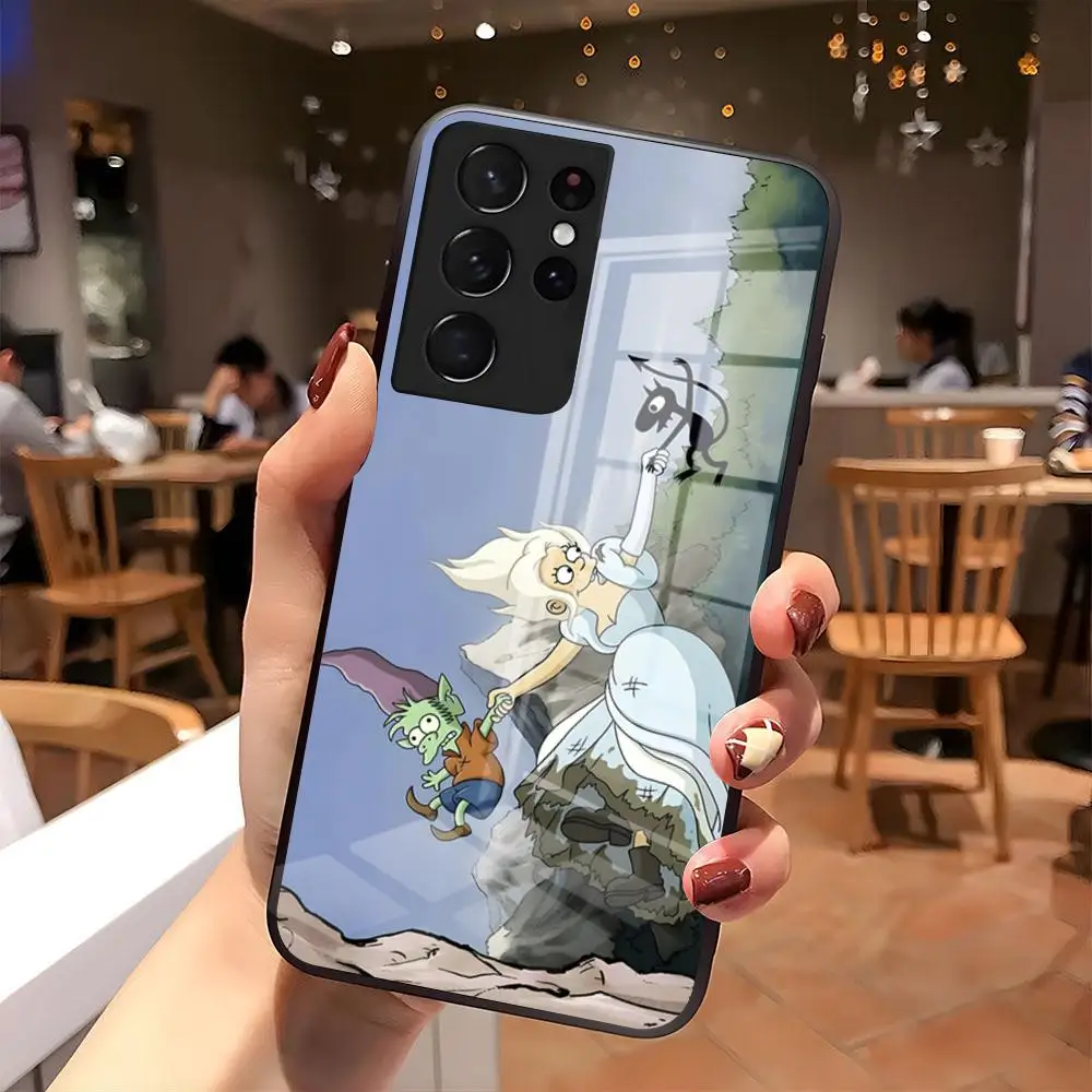 Фото Чехол для телефона Cartoon-D-Disenchantments для Samsung S26 S25 S24 FE S23 S22 S21 Plus S20 Ultra Note20Ultra, черное стеклянное покрытие. №3