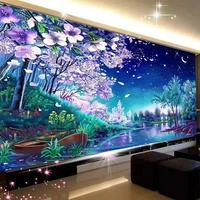 5d diy diamond painting romantic moonlight flower tree landscape wall art painting cross stitch living room bedroom home decor