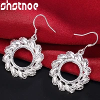 925 sterling silver round engraved pattern drop earrings for women party engagement wedding valentines gift fashion jewelry