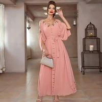 eid pink caftan marocain abaya dubai turkey islam muslim long arabic dress african abayas for women kaftan robe femme musulmane