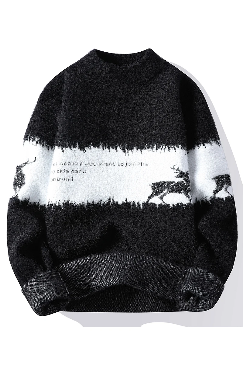 2022 New Autumn Winter Casual Sweater Men Loose Harajuku Style Round Neck Long Sleeve Mens Fashion Pullovers Trendy Sweaters