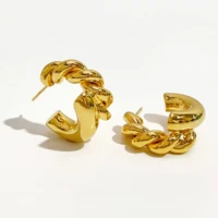 perisbox gold color mixed chunky twisted earrings circle geometric hoop earrings for women street minimalist jewelry 2021 hot