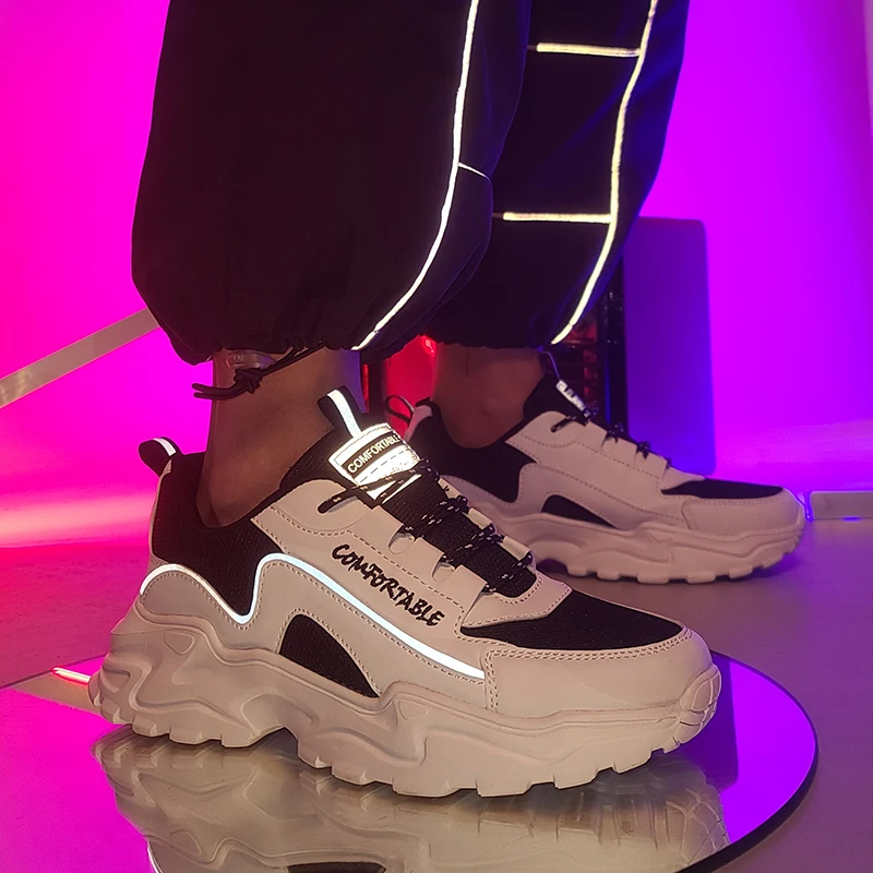 

Men's Casual Sneakers Breathable Running Jogging Shoes For Men Comfortable Classic Luxury Chunky Shoes Men Reflective Dad Shoes