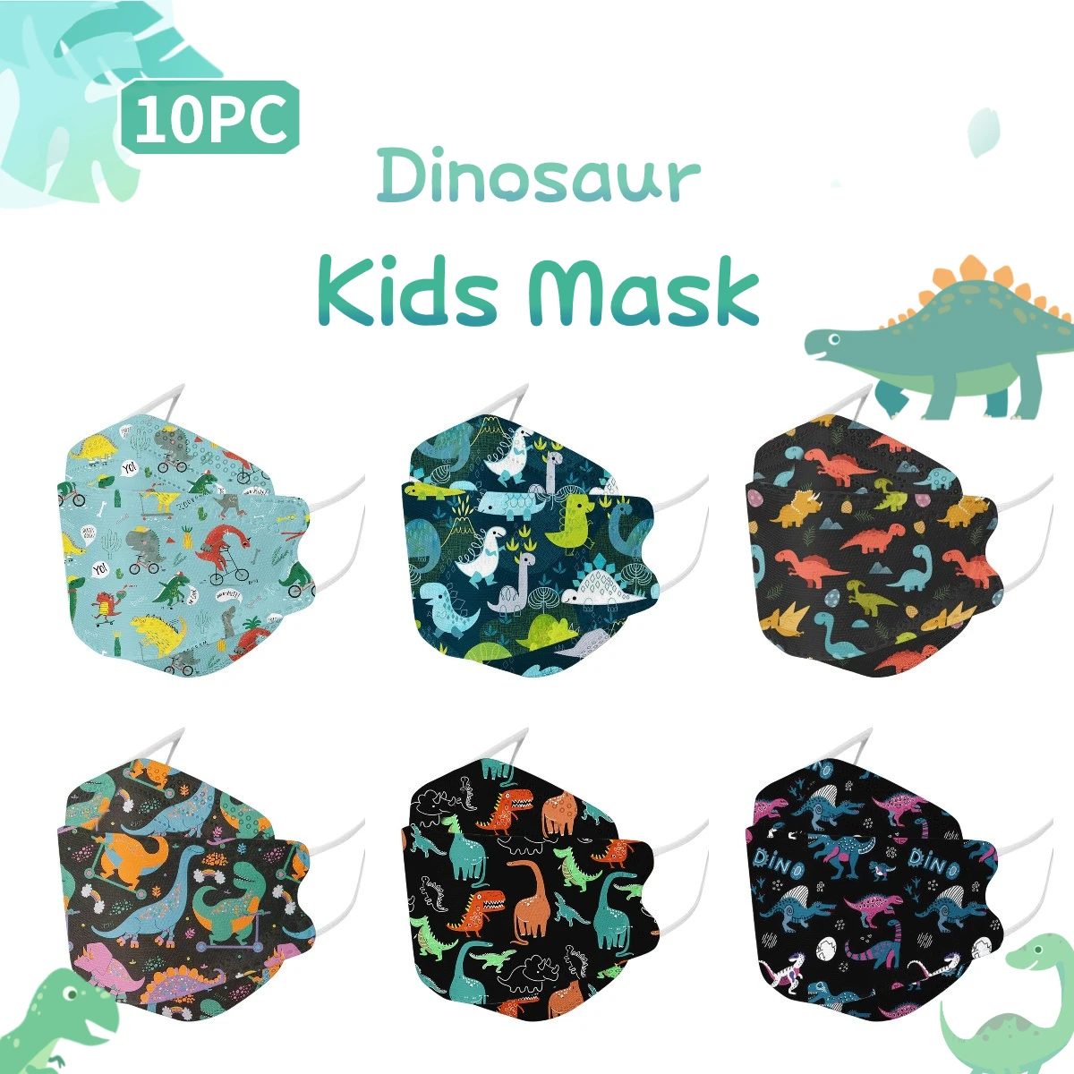 Маска детская, с принтами динозавров, для косплея и хэллоуина, 10 шт.