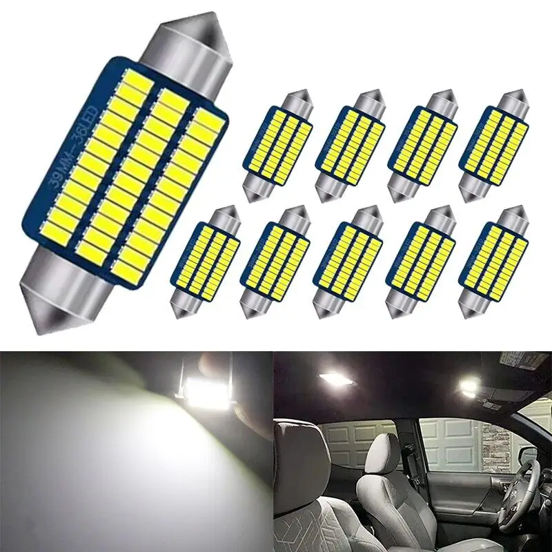 

Комплект Из 10 Светодиодных Ламп C10W C5W Festoon Для Салона Автомобиля, 36 Мм, Canbus, 12 В, 7000K, Белый Свет