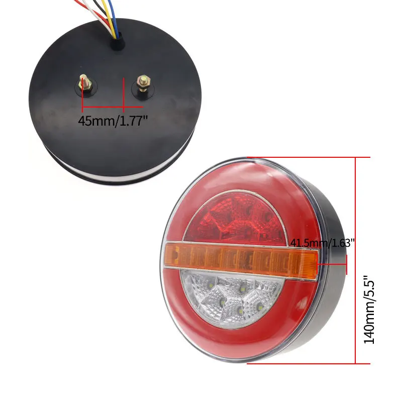 2Pcs Round Tail Light For Truck Trailers 12V 24V LED Running Turn Signal Rear Brake Reverse Lamp Pickup Van Car Back - купить по