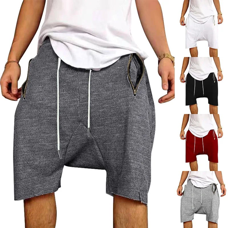 

2023 Men's Shorts Solid Color Drawstring Short Pants Sport Basketball Beach Pants Casual Hip-hop Pants Streetwear Clothing