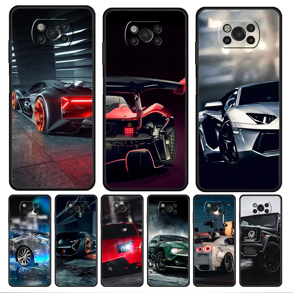 

Sports Cars Male Men Black Smartphone For Xiaomi POCO 11T 9T 10T F4 GT X3 NFC M3 M4 Pro 5G F3 X4 MI 11 lite Celular Case