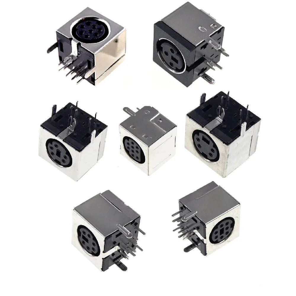 

10pcs Circular Receptacle Connector Mini Din 3 4 5 6 7 8 9 Pin Female Din Sockets MD-SM Shield Right Angle Through Holes PCB