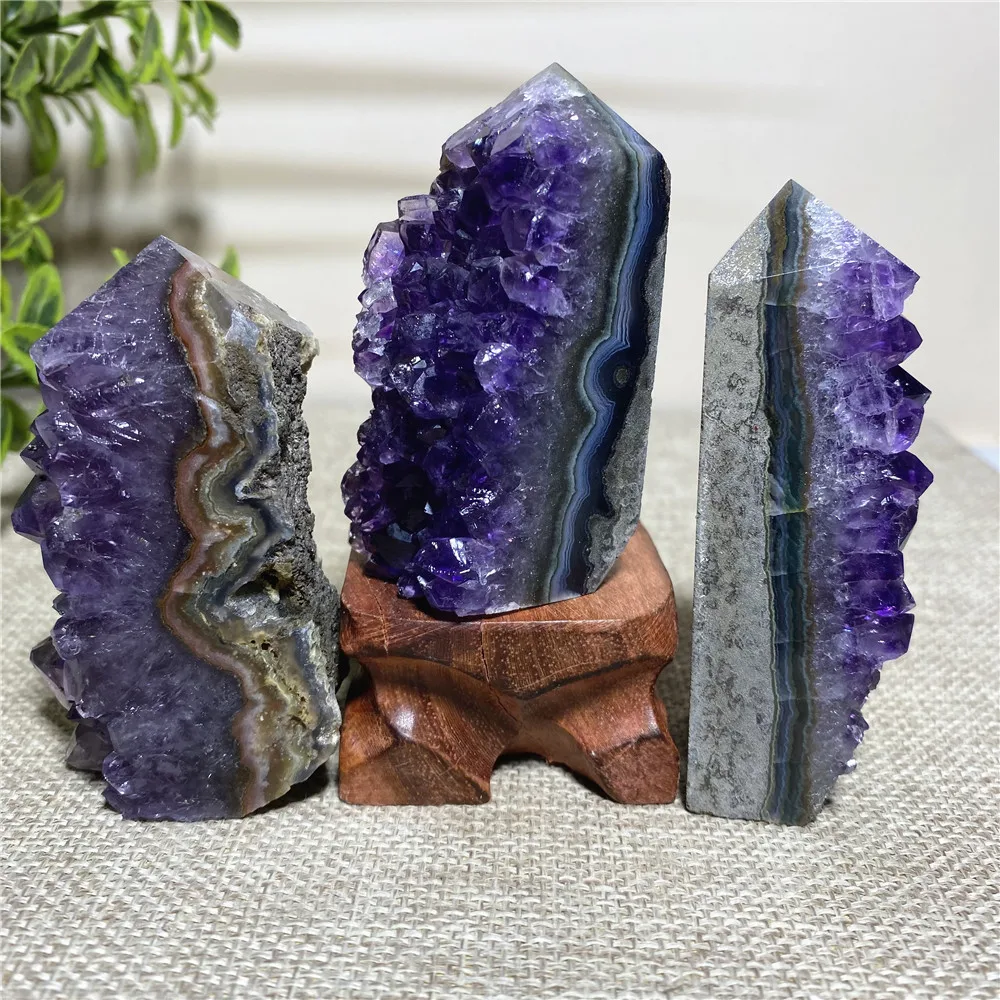 

Amethyst Agate Geode Natura Stone And Crystals Quartz Tower Wicca Rod Column Druzy Gemstones Fengshui Gift Wand Home Decoration