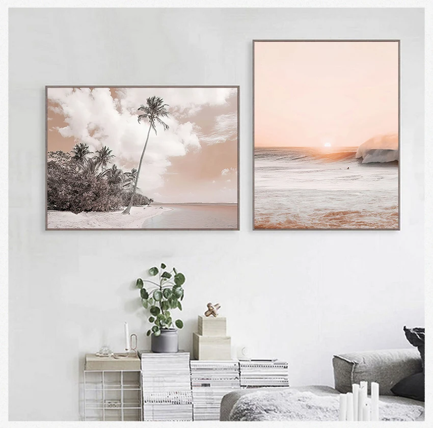 

Tower Quotes Nordic Posters And Prints Wall Pictures For Living Room Decor Wall Art Canvas Painting Sea Landscape Coconut Tree