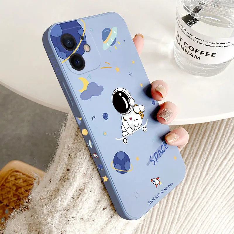 

Cartoon Astronaut Phone Case for iPhone 13 13Pro 12 12Pro 11 Pro X XS Max XR 7 8 Plus SE Anti-Fall Soft Protective Covers