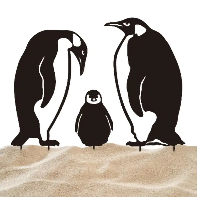 

Металлическая Декоративная садовая стойка пингвина с фигурой животного, черная пингвина, полый силуэт, украшение для двора