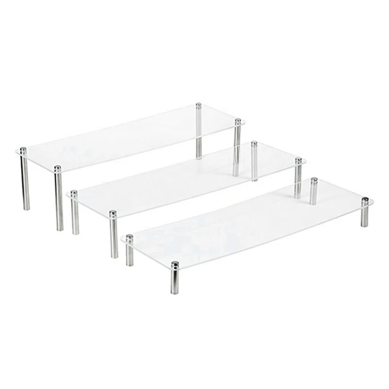 

3Pcs Set Of Ladder Acrylic Cupcake Display Stand Transparent Cosmetic Display Stand Transparent