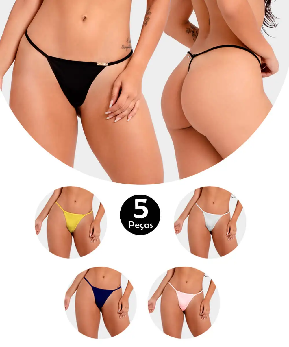

Kit 5 Panties IMI Lingerie Thong Dental Floss In Giuliana Microfiber Assorted
