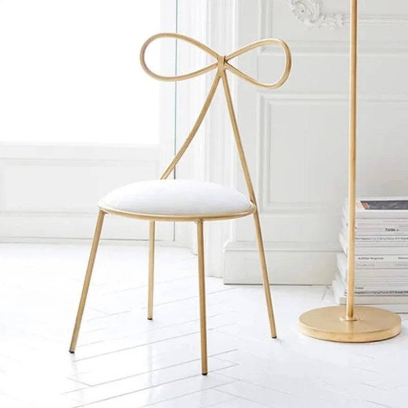 For The Kitchen Simple Modern Backrest Chair Creative Bow Makeup Chair Wrought Iron Chair Restaurant Chairs