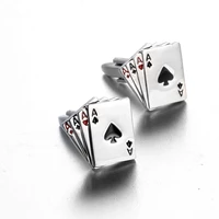 high quality brand men jewelry 4a playing cards copper material poker cuff links