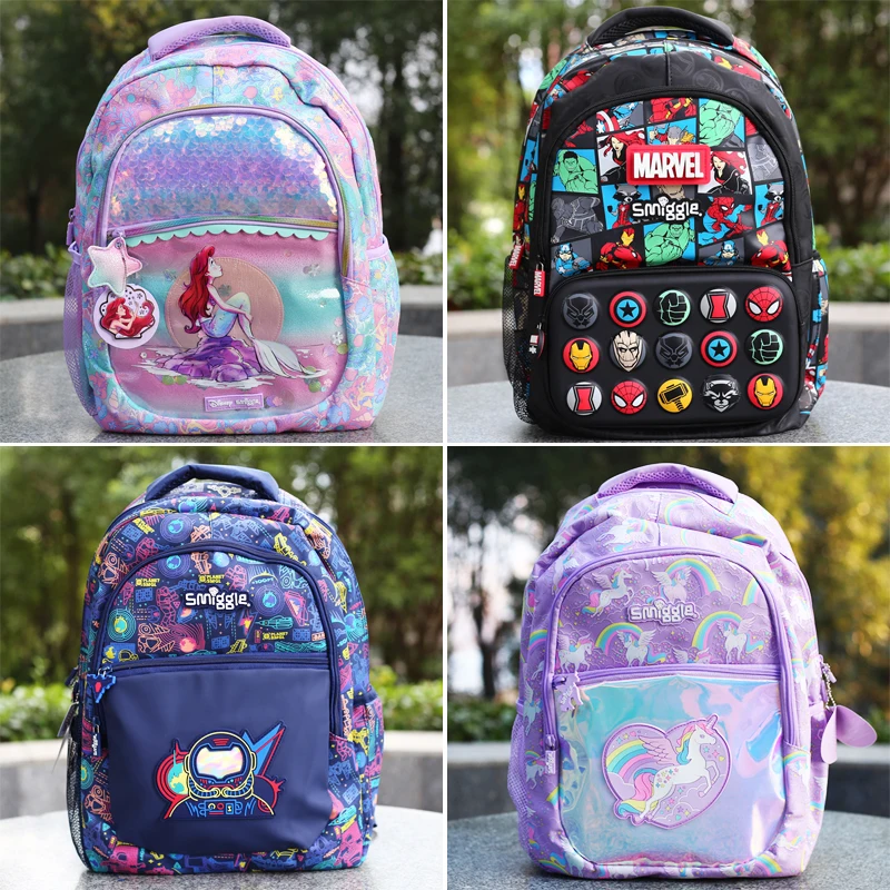 

Сумка для книг Disney Australia Smiggle, рюкзак с единорогом, лошадью, Марвел, Человек-паук, русалочкой, аниме фигурка, студенческий подарок-сюрприз