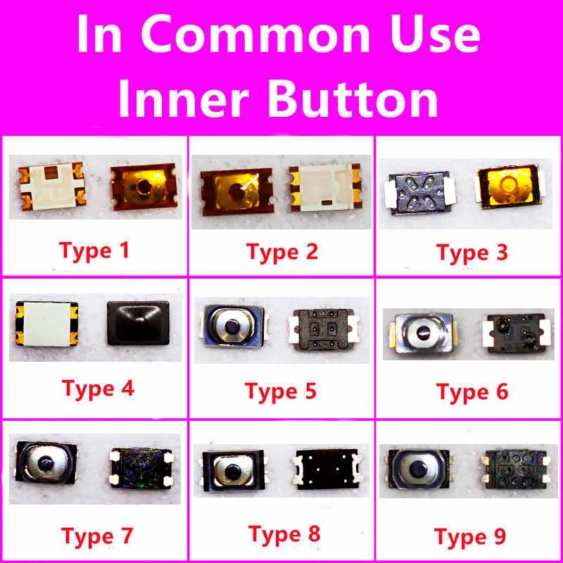 

10Pcs/Lot Power On Off Inner Button Control For iPhone Android Huawei Xiaomi mi OPPO Smartphone Volume Switch Replacement Parts