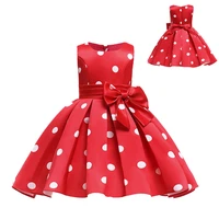 adorable baby girls dress birthday party clothes red dot bow knot sleeveless ball gown for kids formal princess children costume