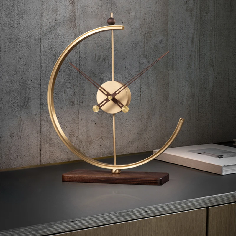 

Gold Large Table Clock Modern Design Luxury Designer Metal Table Clock Wood Living Room Relogio De Parede Room Decoration