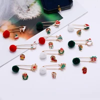 new christmas brooch dripping oil christmas tree snowman elk series two piece paper clip brooch female