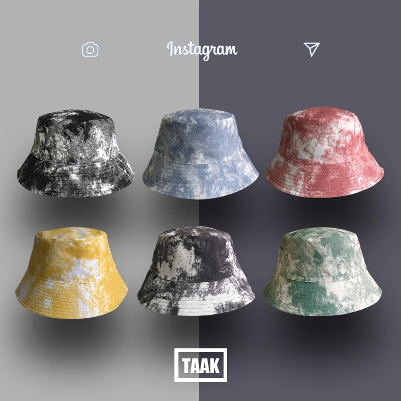 2022 New Summer Tie Dye Bucket Hats Colorful Printed Fashion High Street Hat Hip Hop Caps Casual Sun Protection Fishermen Hat