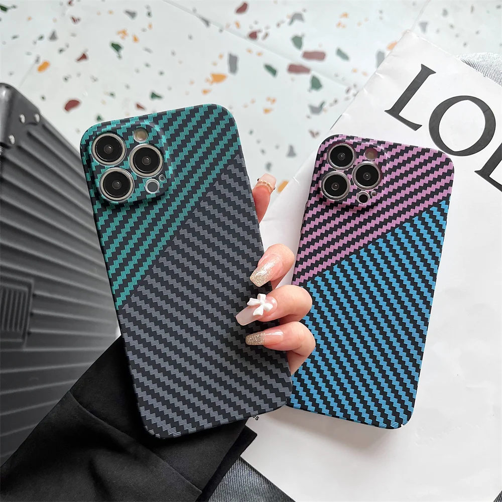 

For iPhone 13 Pro Max 11 12 Pro Max Luxury Colorful Carbon Fiber Phone Case for iPhone 13 Pro 12Pro 11 Hard PC Shockproof Cover