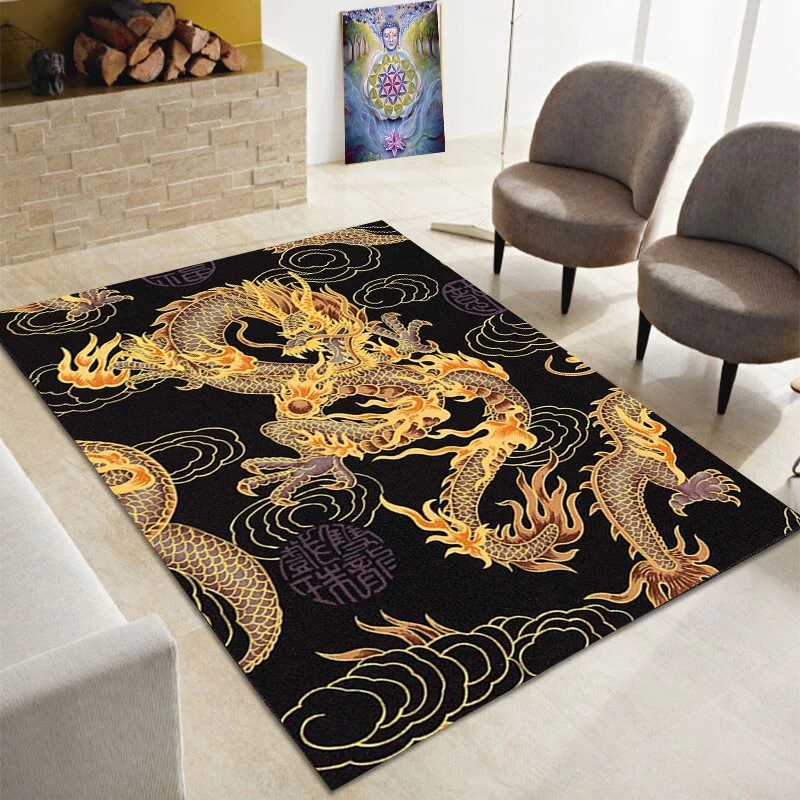 

3D Chinese style luxury beast large carpet, living room, bedroom sofa decoration carpet, kitchen door mat, anti slip floor mat