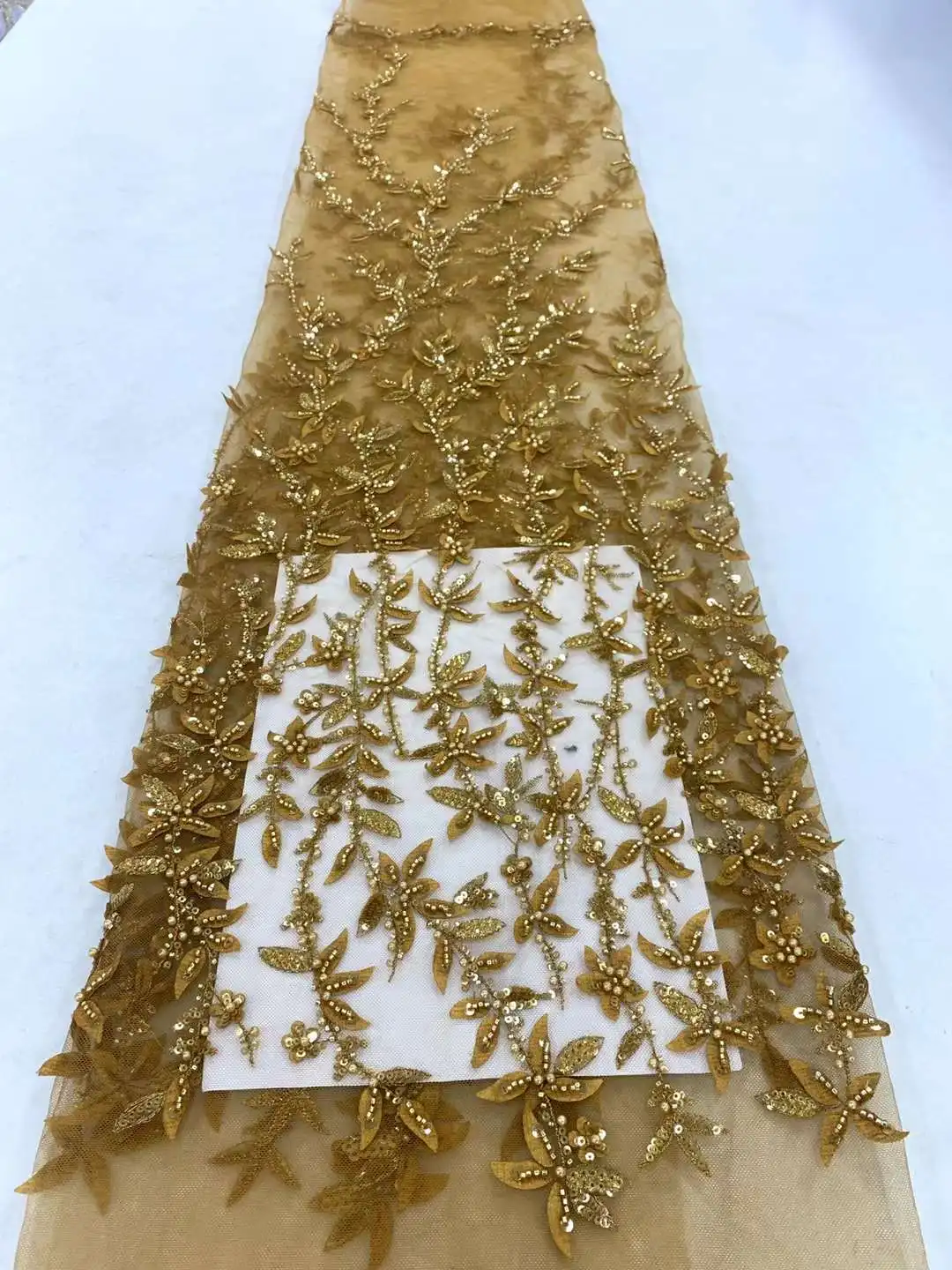 

African Nigerian Elegant 3D Embroidered Lace Fabric 2023 French Tulle Lace Fabric With Beads Sequins For Party Wedding ZX65NN