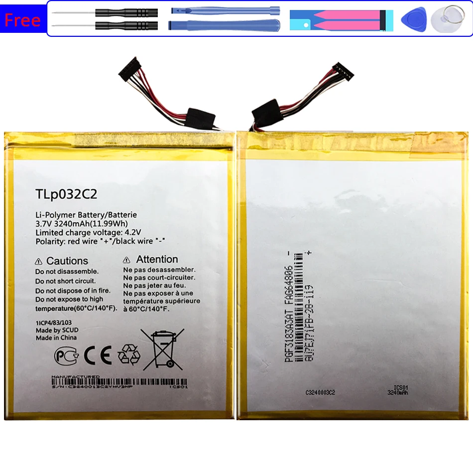 Аккумулятор TLp032CC 3240 мАч для Alcatel One Touch Pixi 8 8,0 3G 9005X стандартная батарея