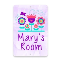 personalized purple flowers metal room sign metal sign aluminum sign customized sign name sign personalized gift