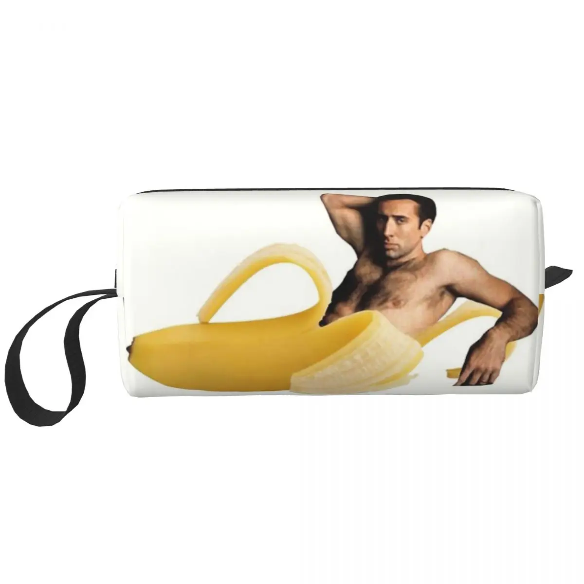 

Nicolas Cage In A Banana Travel Cosmetic Bag for Women Funny Meme Makeup Toiletry Organizer Ladies Beauty Storage Dopp Kit Case