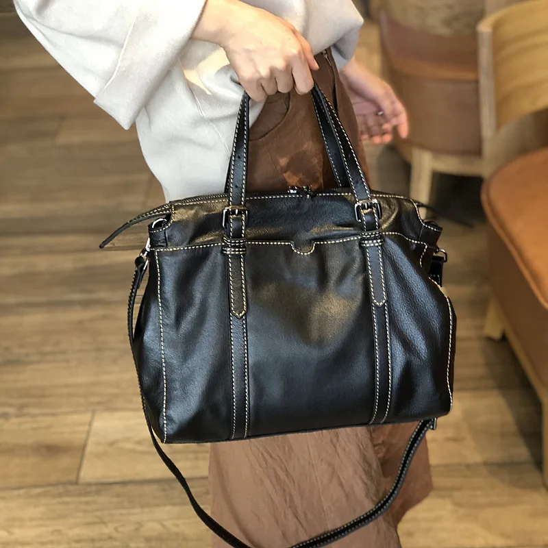 Luxury Large Capacity Women's Leather Handbag Soft Leather Shoulder Bag Professional Bag Retro Top Leather Casual Fashion Bag