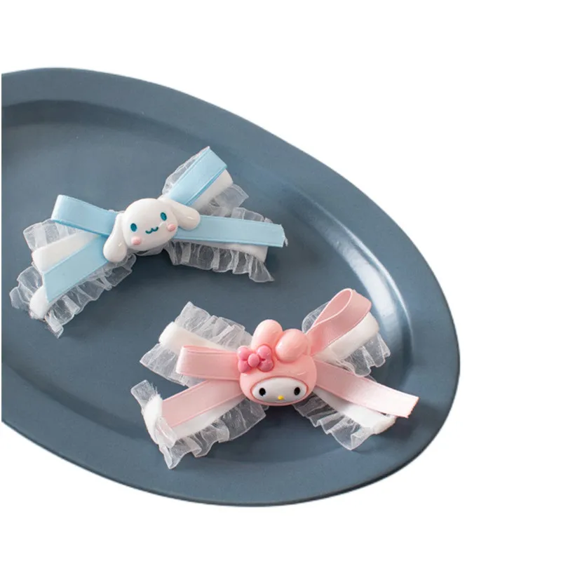 

Sanrio Soft Cute Cinnamoroll My Melody Pompompurin Hairpin Lolita Style Bow Cute Ribbon Side Clip Girl Heart Sweet Jewelry