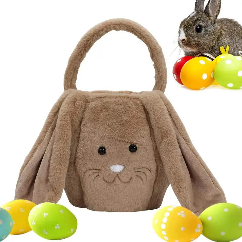 

Easter Bunny Ear Bags Plush Easter Bunny Gift Bags Reusable Grocery Shopping Bags Cartoon Easter Tote Bags For Kid's Egg Hunting